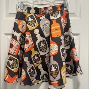 Retrolicious Halloween Apothecary Bottles Print Cotton Skirt - Med - EUC